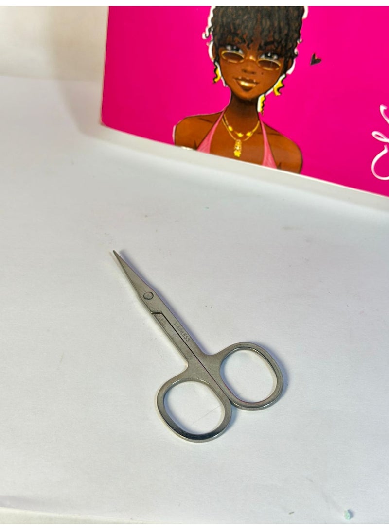 Stainless Steel Scissor with Curved Sharp Edge Blades for Eyebrow, Facial Hairs and Eyelashes 1PC - Image 4